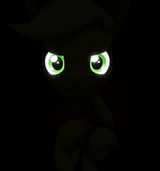 Size: 674x720 | Tagged: safe, applejack, pony, robot, robot pony, five nights at aj's, g4, 3d, animatronic, creepy, creepy smile, female, five nights at freddy's, glowing eyes, looking at you, solo