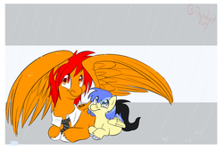 Size: 1280x859 | Tagged: safe, oc, oc only, pegasus, pony, clothes, collar, covering, necktie, rain, simple background, solo, wing umbrella