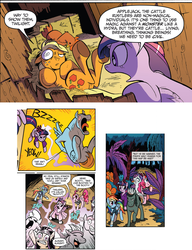 Size: 1456x1896 | Tagged: safe, artist:andy price, idw, official comic, applejack, pinkie pie, rainbow dash, rarity, twilight sparkle, alicorn, earth pony, pegasus, pony, g4, spoiler:comic, spoiler:comic13, spoiler:comic25, butt, butt shake, comic, comparison, cropped, female, inconsistency, magic, male, mare, pirate, plot, speech bubble, stallion, twilight sparkle (alicorn)
