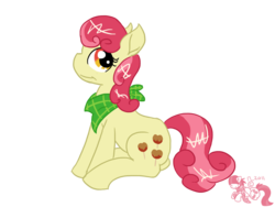 Size: 1280x960 | Tagged: safe, artist:cosmic-rust, apple bumpkin, earth pony, pony, g4, apple family member, female, mare, simple background, sitting, solo, transparent background