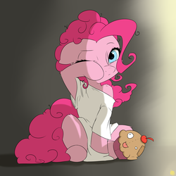 Size: 2400x2400 | Tagged: safe, artist:captainpudgemuffin, pinkie pie, g4, clothes, female, high res, morning ponies, plushie, shirt, sleepy pie, solo, tired