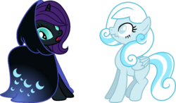Size: 1024x598 | Tagged: safe, artist:archerinblue, oc, oc only, oc:nyx, oc:snowdrop, friendship is witchcraft, g4, clothes, dress
