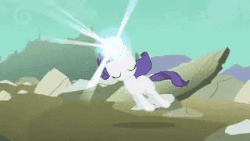 Size: 320x180 | Tagged: safe, edit, screencap, rarity, g4, the cutie mark chronicles, animated, caption, destiny (video game), female, filly, pun