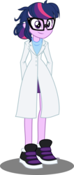 Size: 1021x2399 | Tagged: safe, artist:xebck, edit, sci-twi, twilight sparkle, equestria girls, g4, my little pony equestria girls: rainbow rocks, adorkable, clothes, cute, dork, female, lab coat, science, scientist, short skirt long jacket, simple background, solo, transparent background, twiabetes, vector