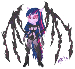 Size: 2293x2094 | Tagged: safe, artist:e-e-r, twilight sparkle, equestria girls, g4, breasts, changelingified, female, glowing eyes, high res, sarah kerrigan, simple background, solo, starcraft, transparent background, twiling