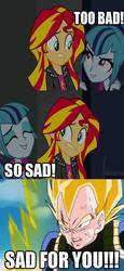 Size: 366x797 | Tagged: safe, sonata dusk, sunset shimmer, equestria girls, g4, dragon ball, dragon ball z, screencap comic, text, vegeta