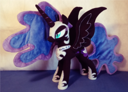 Size: 1280x929 | Tagged: safe, artist:equestriaplush, nightmare moon, g4, irl, photo, plushie, signature, solo, tabitha st. germain