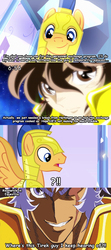 Size: 422x950 | Tagged: safe, flash sentry, equestria girls, g4, my little pony equestria girls, crossover, gold saints, sagittarius seiya, saint seiya, saint seiya omega, screencap comic, taurus harbinger