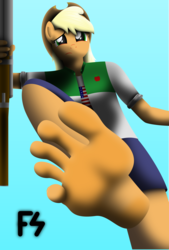 Size: 4000x5900 | Tagged: safe, artist:facelesssoles, applejack, earth pony, anthro, plantigrade anthro, g4, barefoot, feet, foot fetish, foot focus, giant anthro, giantess, macro