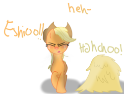 Size: 2642x2013 | Tagged: safe, artist:daisymeadows, applejack, g4, hay, high res, sneezing