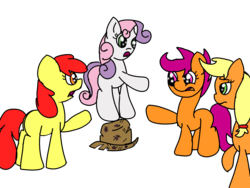 Size: 2838x2135 | Tagged: safe, artist:daisy meadows, apple bloom, applejack, scootaloo, sweetie belle, g4, cutie mark crusaders, high res