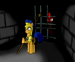 Size: 1280x1067 | Tagged: safe, artist:magello, flash sentry, oc, g4, color, scared