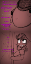 Size: 556x1154 | Tagged: safe, artist:lil miss jay, sweetie belle, unicorn, semi-anthro, ask lil miss rarity, g4, arm hooves, clothes, mr. sheeples, slasher belle, tumblr