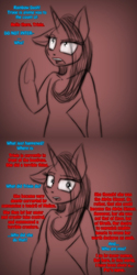 Size: 618x1236 | Tagged: safe, artist:lil miss jay, trixie, pony, unicorn, ask lil miss rarity, g4, 2 panel comic, comic, implied rainbow dash, looking at you, tumblr