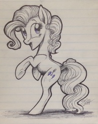 Size: 1574x1994 | Tagged: safe, artist:psponyartist, pinkie pie, g4, female, monochrome, solo, traditional art