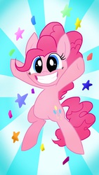 Size: 640x1136 | Tagged: safe, artist:vdru7, pinkie pie, g4, confetti, cute, diapinkes, female, happy, pixiv, smiling, solo