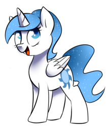 Size: 2561x3000 | Tagged: safe, artist:voraire, oc, oc only, oc:white flare, alicorn, pony, alicorn oc, high res, looking up, open mouth, simple background, smiling, solo, transparent background