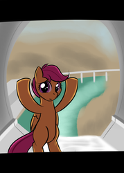 Size: 500x700 | Tagged: safe, artist:kloudmutt, scootaloo, pony, g4, bipedal, female, solo, the fugitive