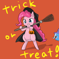 Size: 1000x1000 | Tagged: safe, artist:aggai, pinkie pie, trixie, pony, unicorn, g4, clothes, costume, cute, diapinkes, female, halloween, mare, pixiv, witch