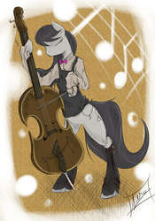 Size: 3500x5000 | Tagged: safe, artist:aerolp, octavia melody, earth pony, semi-anthro, g4, cello, female, musical instrument, solo