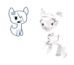 Size: 960x832 | Tagged: safe, artist:seabastian, earth pony, ghost, ghost pony, object pony, original species, pony, animate object, carrie krueger, paper, paper pony, ponified, teri the paper bear, the amazing world of gumball