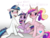 Size: 1024x768 | Tagged: safe, artist:rflzqt, princess cadance, shining armor, twilight sparkle, g4, blushing, cute, embarrassed, female, filly, filly twilight sparkle, floppy ears, male, now kiss, open mouth, ship:shiningcadance, shipper on deck, shipping, sitting, smiling, straight, twilight the shipper, younger