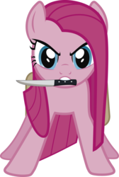 Size: 4652x6904 | Tagged: safe, artist:j5a4, pinkie pie, earth pony, pony, comic:the rose of life, g4, absurd resolution, female, knife, mare, pinkamena diane pie, saddle bag, simple background, solo, transparent background, vector