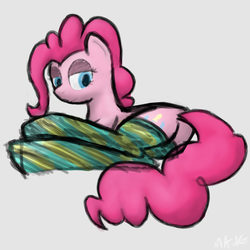 Size: 1100x1100 | Tagged: safe, artist:mang, pinkie pie, g4, clothes, female, socks, solo, striped socks