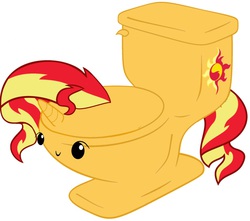 Size: 951x839 | Tagged: safe, artist:peternators, sunset shimmer, pony, toilet pony, equestria girls, g4, but why, c:, female, smiling, solo, sunset shitter, toilet, wat