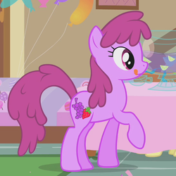 Size: 546x546 | Tagged: safe, screencap, berry punch, berryshine, earth pony, pony, call of the cutie, g4, season 1, background pony, female, licking, licking lips, mare, party, punch (drink), punch bowl, solo, tongue out