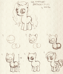 Size: 875x1024 | Tagged: safe, artist:hariamart, foal, how to draw, monochrome