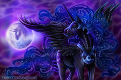 Size: 1100x725 | Tagged: safe, artist:anniemsson, nightmare moon, g4, hoers, mare in the moon, moon, realistic, watermark