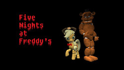 Size: 1024x578 | Tagged: safe, applejack, pony, robot, robot pony, five nights at aj's, g4, 3d, animatronic, applefreddy, duo, female, five nights at freddy's, freddy fazbear