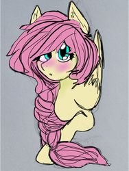 Size: 768x1024 | Tagged: safe, artist:sugarskullmadness2, fluttershy, g4, blushing, braid, female, solo