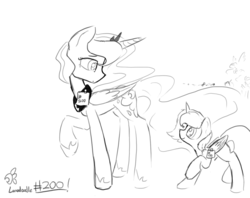 Size: 1280x1016 | Tagged: safe, artist:darkflame75, princess luna, lunadoodle, g4, filly, monochrome, self ponidox, woona