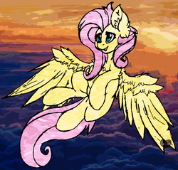 Size: 1281x1226 | Tagged: safe, artist:php166, fluttershy, g4, female, solo, sunset
