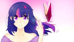 Size: 1918x1079 | Tagged: safe, artist:repoisn, twilight sparkle, human, g4, anime style, book, female, humanized, solo