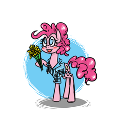 Size: 1472x1408 | Tagged: safe, artist:drhikari, pinkie pie, earth pony, pony, g4, clothes, female, flower, shirt, solo