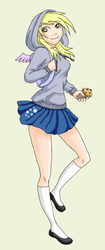 Size: 826x1961 | Tagged: safe, artist:erim-kawamori, derpy hooves, human, g4, clothes, female, humanized, skirt, solo, sweater