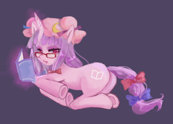 Size: 964x693 | Tagged: safe, artist:looooofa, pony, female, incorrect leg anatomy, mare, meganekko, patchouli knowledge, pixiv, ponified, solo, touhou, underhoof