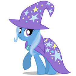 Size: 2800x2800 | Tagged: safe, artist:mixermike622, trixie, pony, unicorn, g4, cape, clothes, cute, female, hat, looking at you, mare, raised hoof, simple background, smiling, solo, transparent background, trixie's cape, trixie's hat, vector