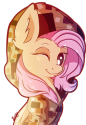Size: 944x1376 | Tagged: safe, artist:evehly, editor:bitz, fluttershy, g4, clothes, cute, hoodie, hug life, looking at you, simple background, smiling, transparent background, wink