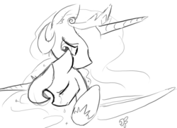 Size: 1400x1018 | Tagged: safe, artist:darkflame75, princess celestia, princess luna, lunadoodle, g4, female, monochrome, solo