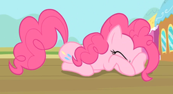 Size: 897x493 | Tagged: safe, screencap, pinkie pie, g4, female, hiding, solo