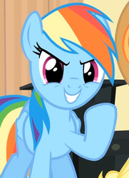 Size: 472x653 | Tagged: safe, screencap, rainbow dash, g4, rarity takes manehattan, female, grin, hooves, smiling, solo