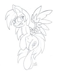 Size: 1024x1290 | Tagged: safe, artist:cyanyeh, rainbow dash, g4, female, monochrome, solo