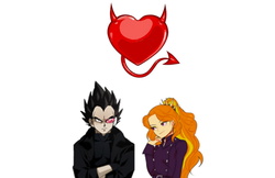 Size: 510x331 | Tagged: safe, artist:magneticskye, adagio dazzle, g4, adageta, crossover shipping, dragon ball, dragon ball z, vegeta