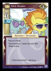 Size: 372x520 | Tagged: safe, enterplay, bulk biceps, fleetfoot, spitfire, pegasus, pony, g4, my little pony collectible card game, the crystal games, ccg, clothes, sunglasses, warmup suit