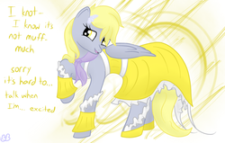 Size: 1100x700 | Tagged: safe, artist:bb, derpy hooves, pegasus, pony, g4, clothes, dress, female, mare, solo, stuttering