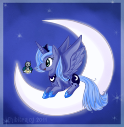Size: 455x468 | Tagged: safe, artist:chibitracydoodles, princess luna, firefly (insect), g4, female, moon, s1 luna, solo